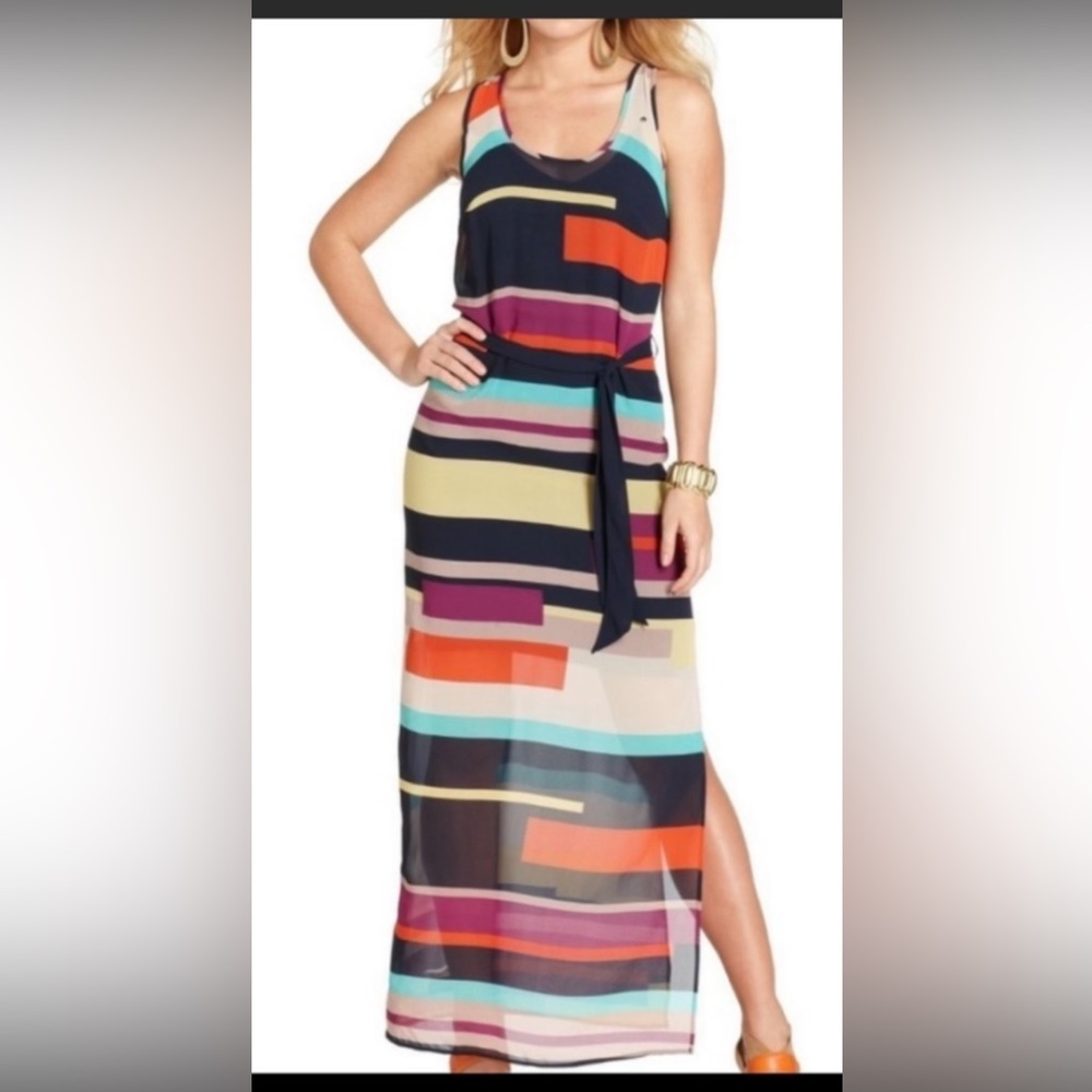 GUESS Colorful Striped Maxi Dress